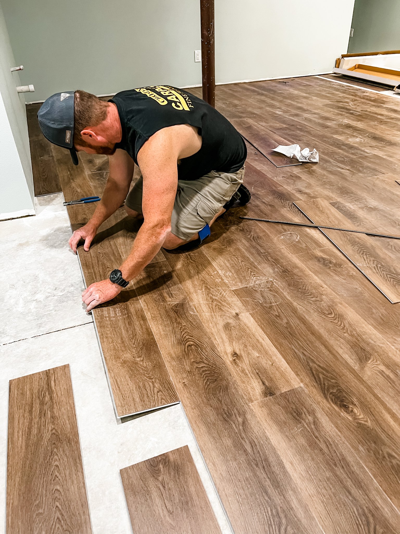 Flooring installation in progress